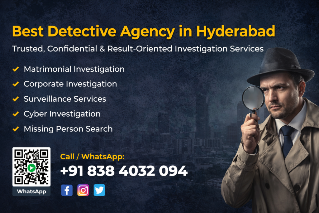 Whether it’s **pre-matrimonial verification, post-marital investigation, corporate fraud detection, employee background checks, cyber investigation, surveillance services, or missing person search**, our expert detectives deliver **accurate evidence with complete discretion**.