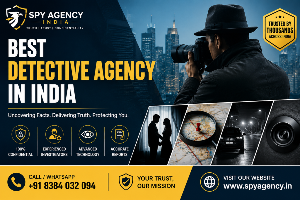 Spy Agency India provides professional private investigation and detective services for personal, matrimonial, corporate, and specialized investigation requirements.